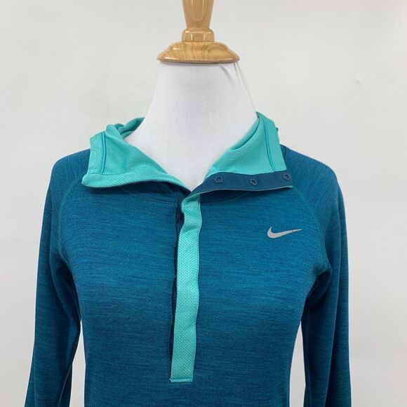 Nike Running Hoodie Shirt XS Extra Small Dri Fit Half Snap Placket Wool Blend - Picture 3 of 15